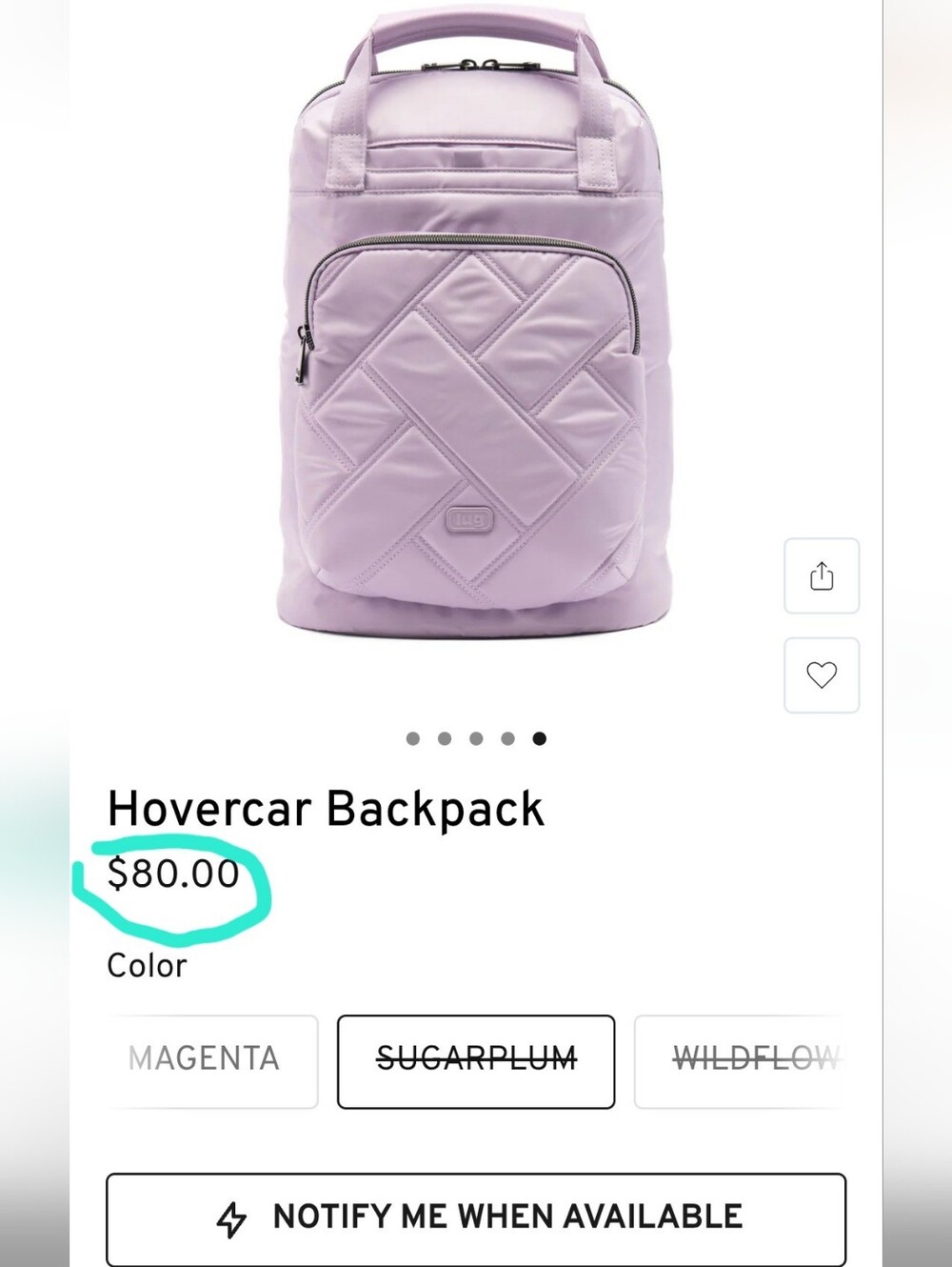 $80 Retail, NWT Lug Sugarplum Backpack, Sold Out & Hard-to-Find Color - Picture 9 of 14